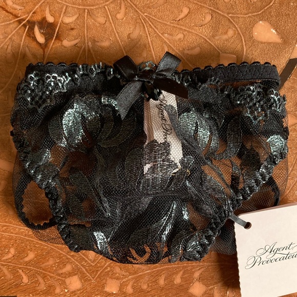 AGENT PROVOCATEUR Sparkle Brief in Black - Shimmer Lace Panties - Picture 14 of 16